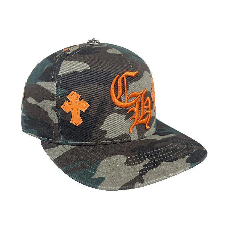 Trendy hip-hop hats, men's white leather crosses, red baseball caps, casual versatile peaked hats