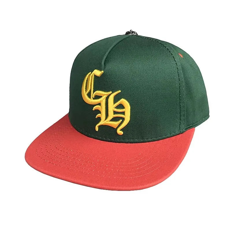 Trendy hip-hop hats, men's white leather crosses, red baseball caps, casual versatile peaked hats