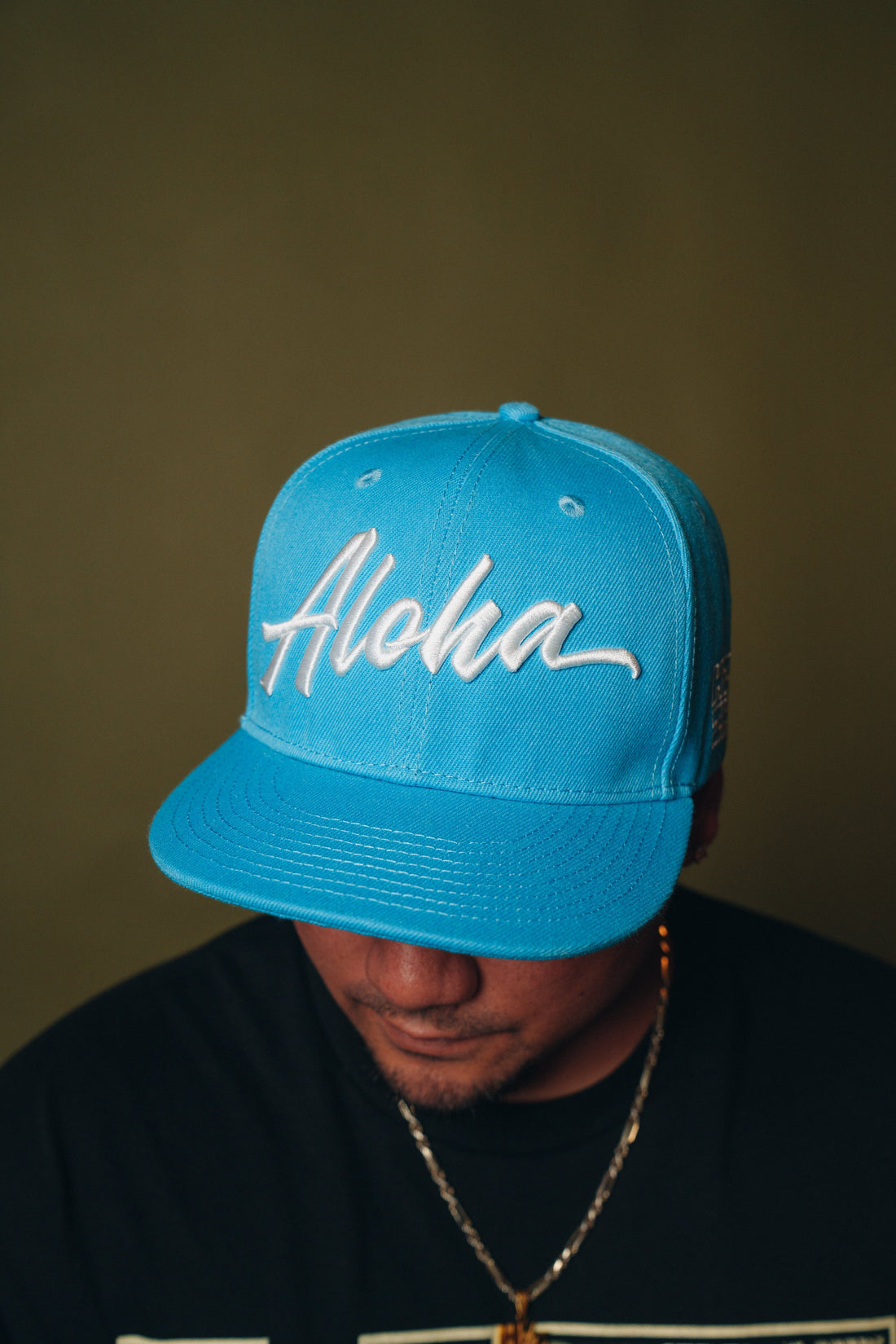 BABY BLUE & WHITE ALOHA SCRIPT