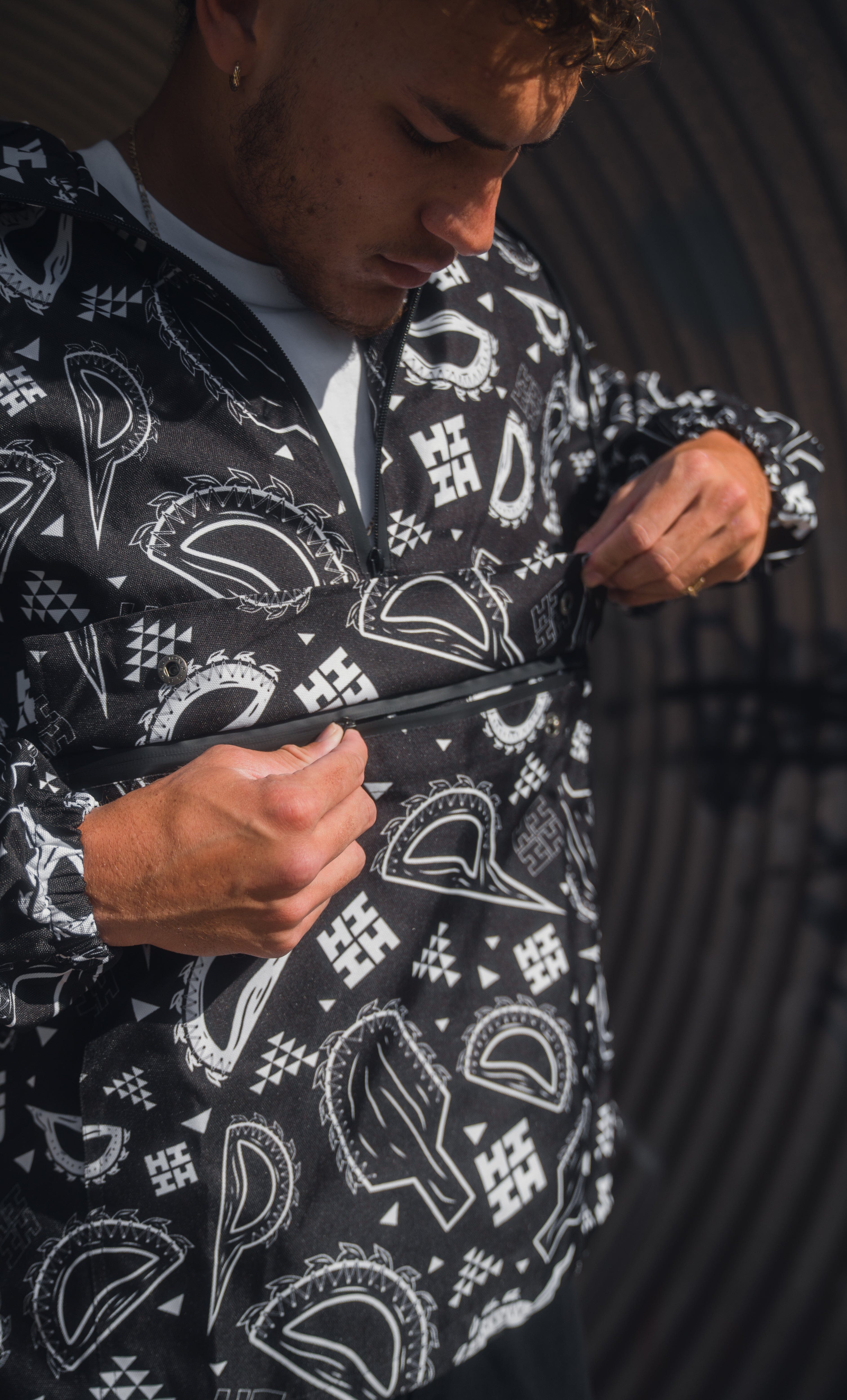 BLACK & WHITE WEAPONS RAIN JACKET