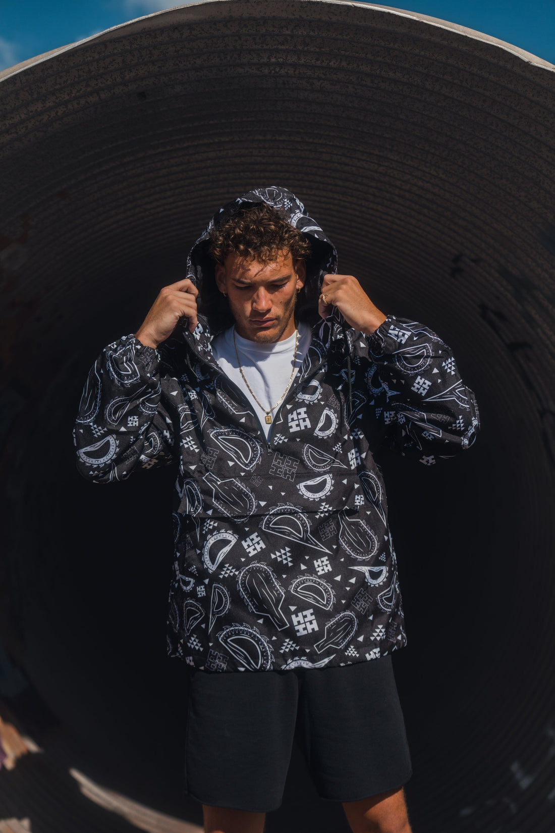 BLACK & WHITE WEAPONS RAIN JACKET