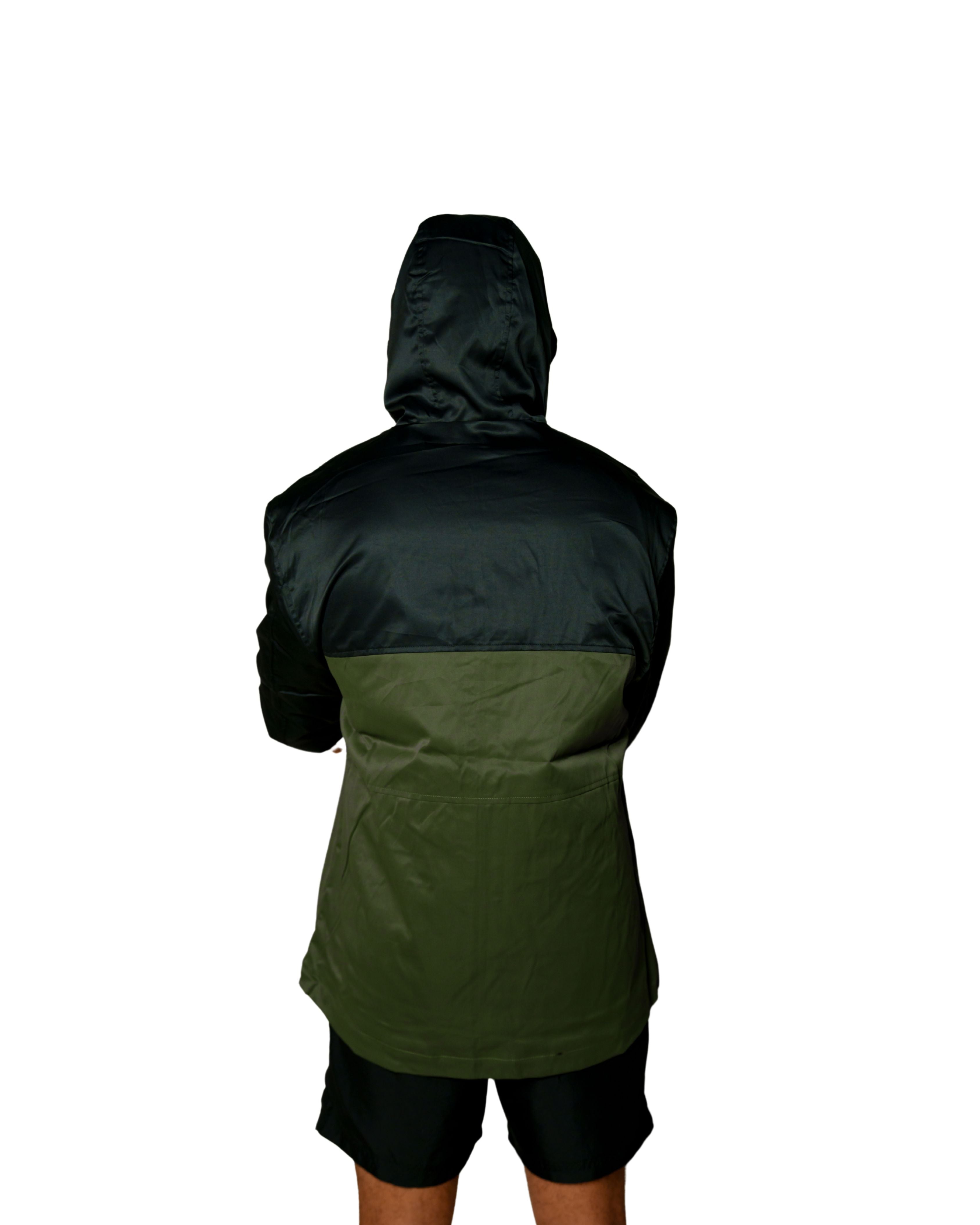 OLIVE COLOR BLOCK MILITARY JACKET