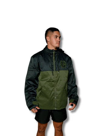 OLIVE COLOR BLOCK MILITARY JACKET