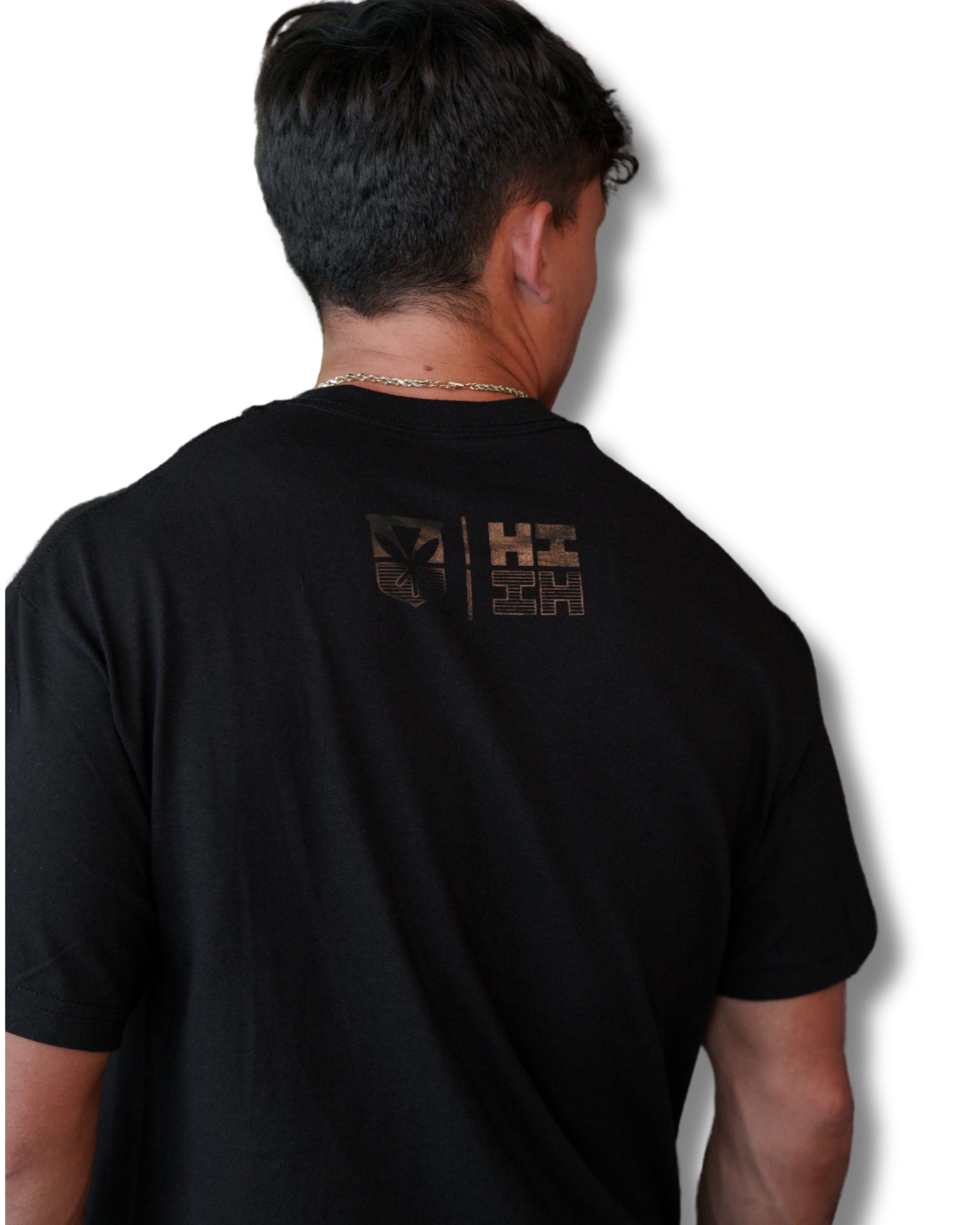 SIMPLE LOGO REFLECT BLACK T-SHIRT