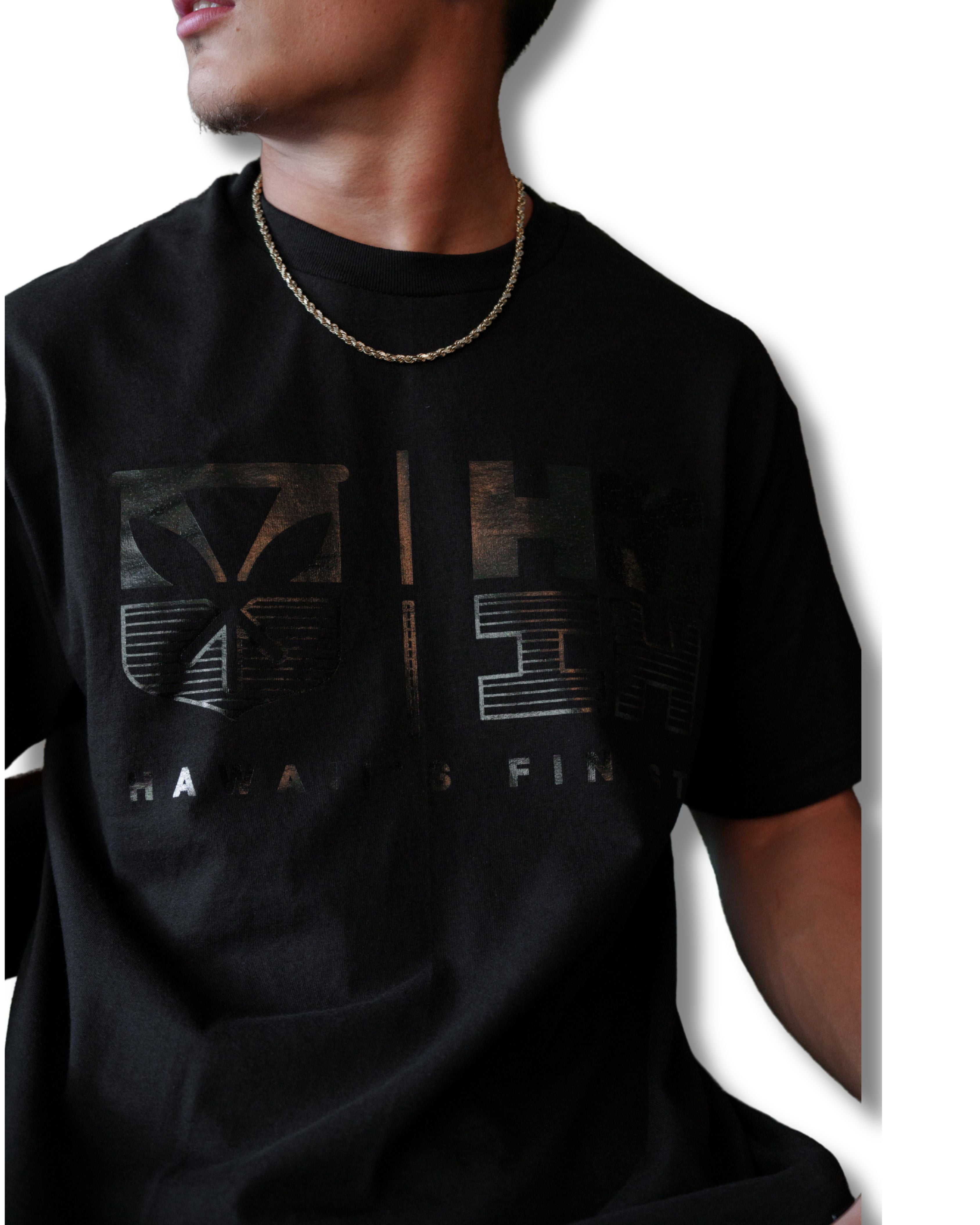 SIMPLE LOGO REFLECT BLACK T-SHIRT
