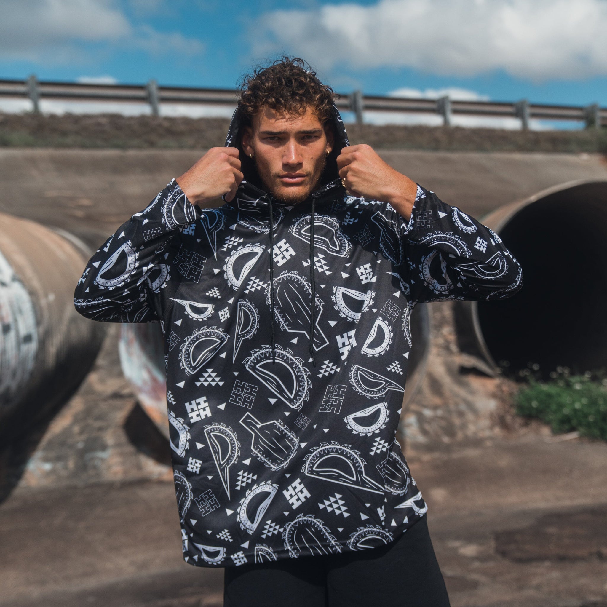 BLACK & WHITE WEAPONS DRI-FIT LONGSLEEVE W/HOOD