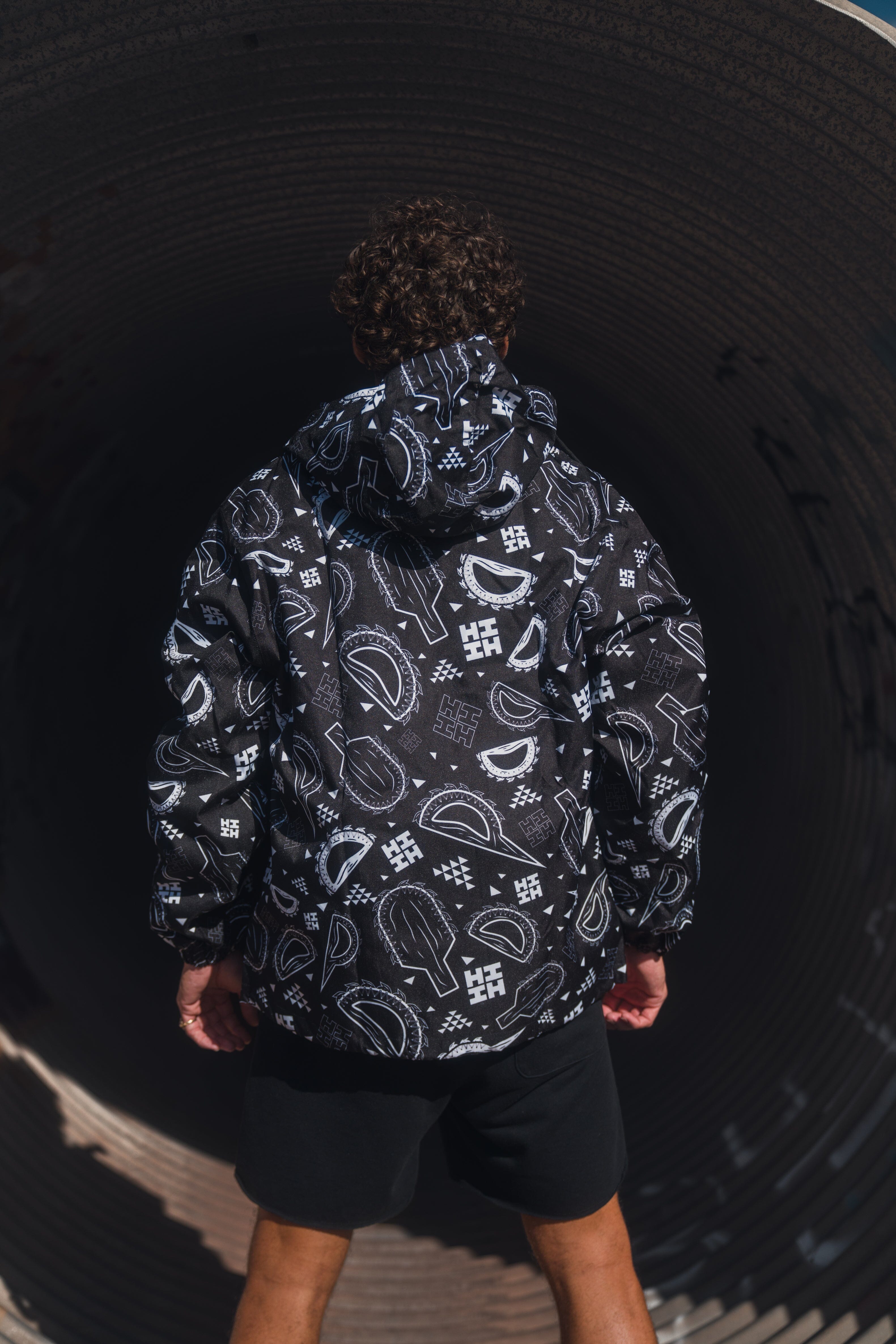 BLACK & WHITE WEAPONS RAIN JACKET