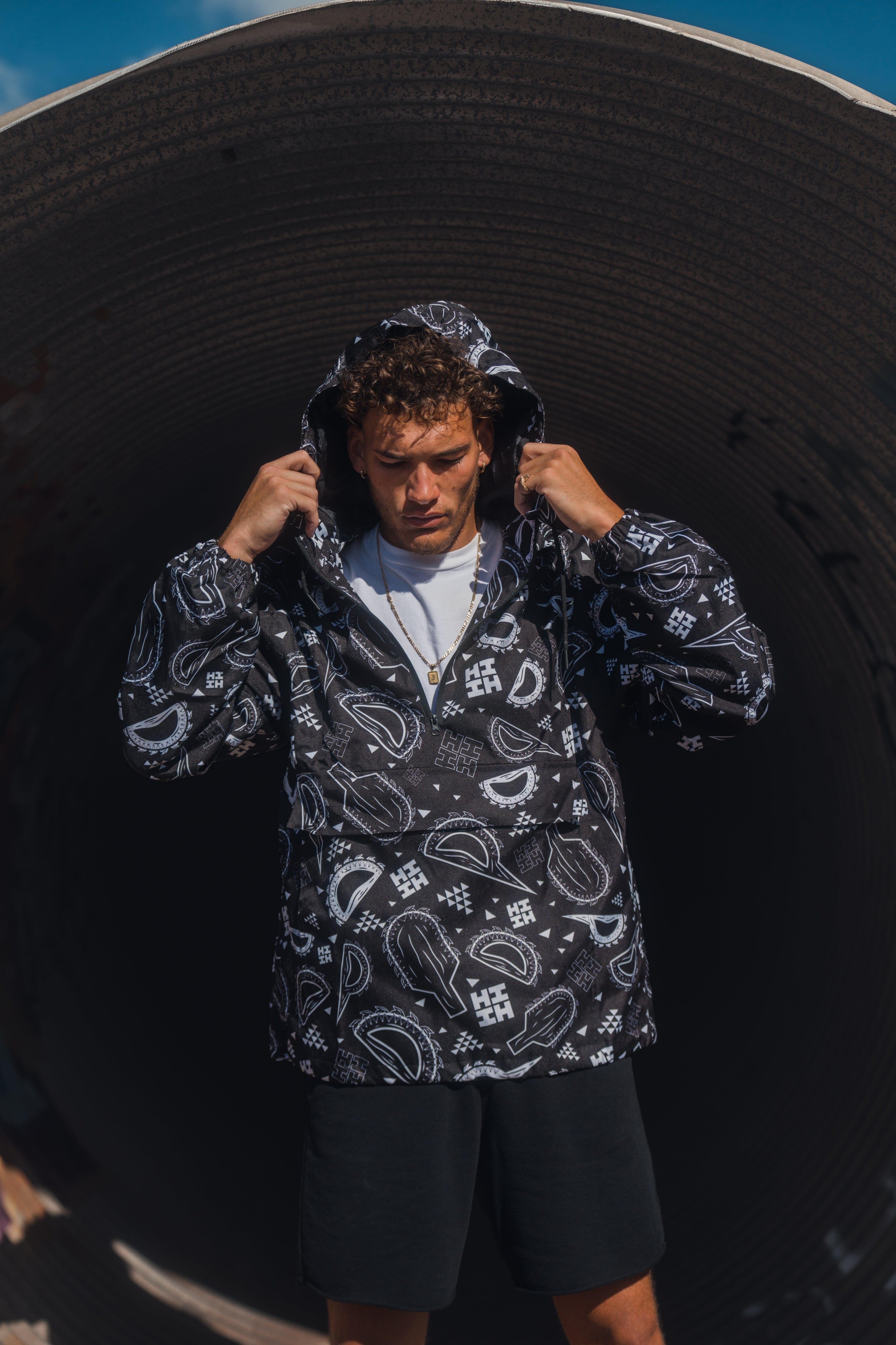 BLACK & WHITE WEAPONS RAIN JACKET