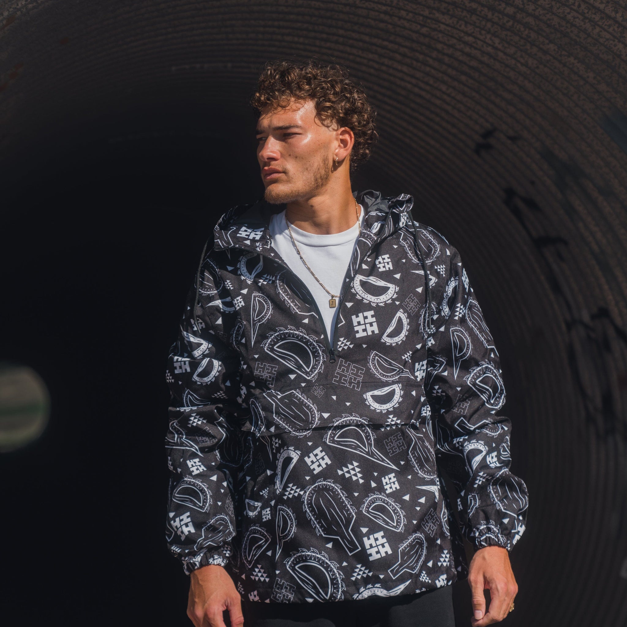 BLACK & WHITE WEAPONS RAIN JACKET