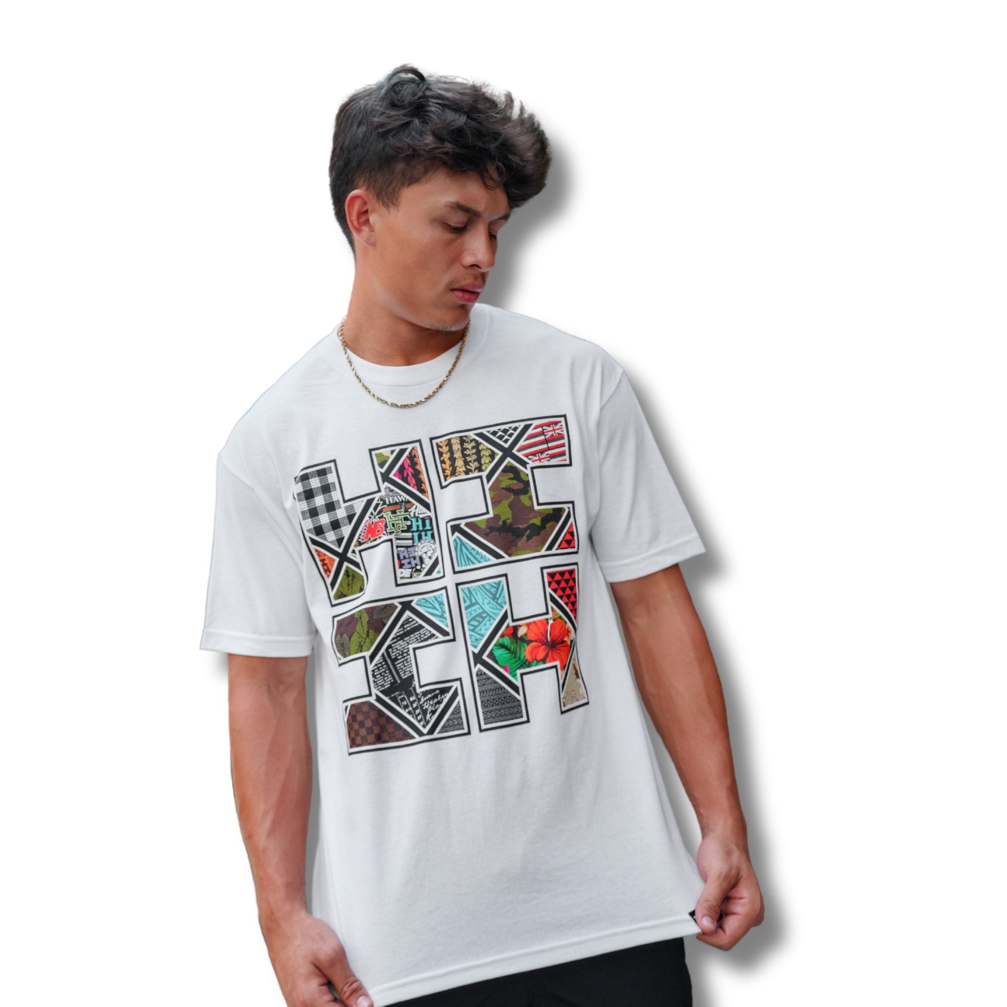 COLLAGE TILE LOGO WHITE T-SHIRT
