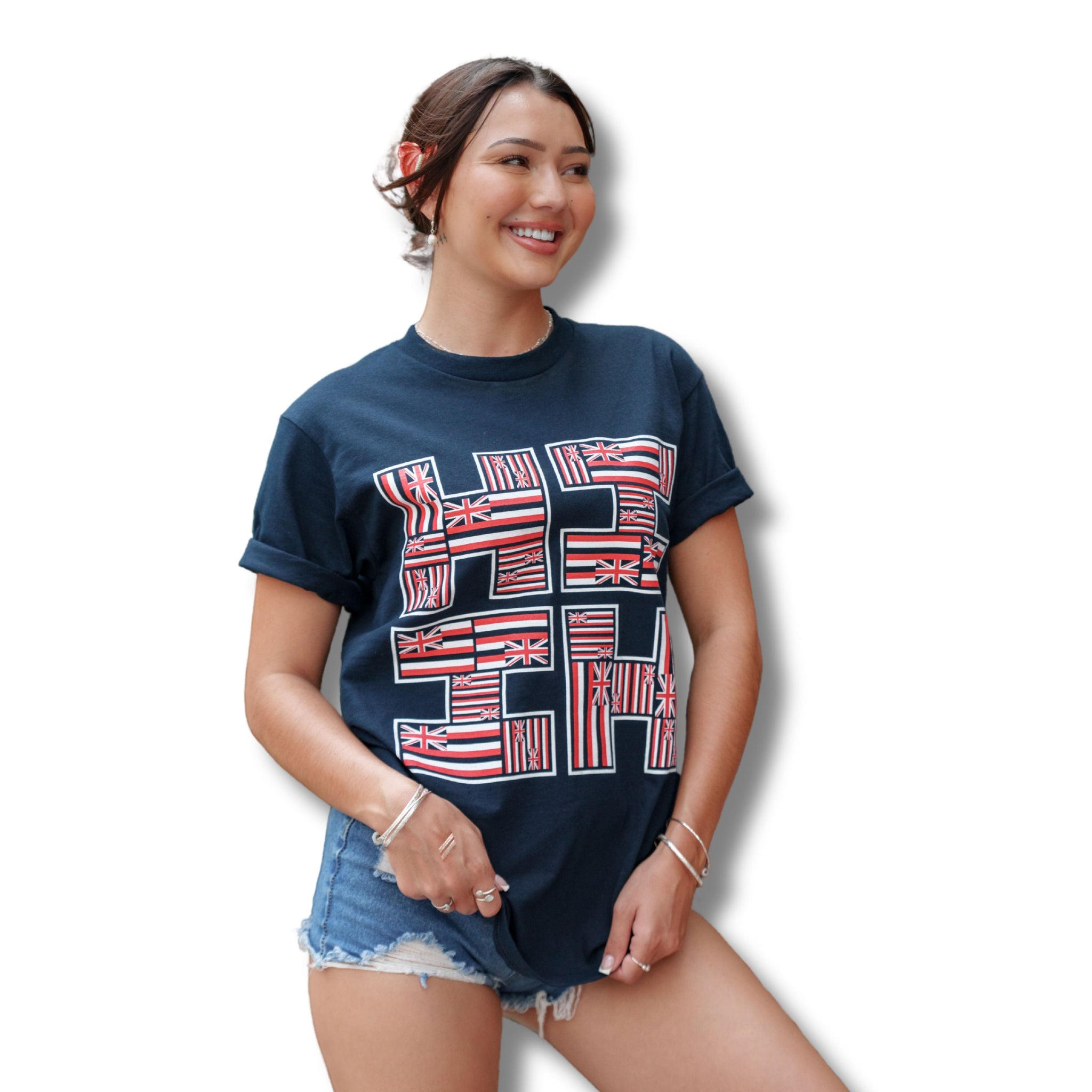 FLAG LOGO NAVY T-SHIRT