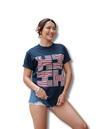 FLAG LOGO NAVY T-SHIRT