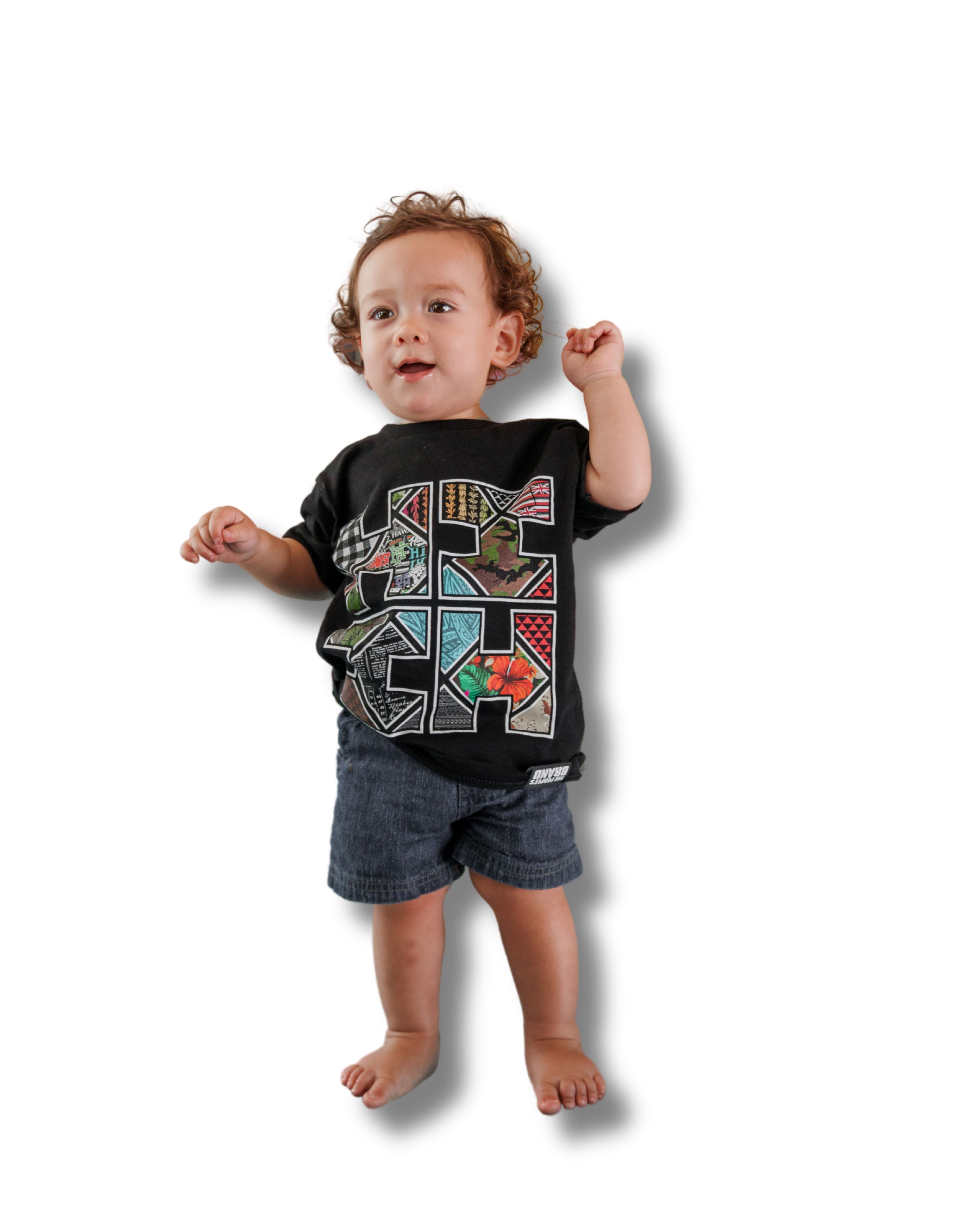 KEIKI COLLAGE TILE LOGO BLACK T-SHIRT