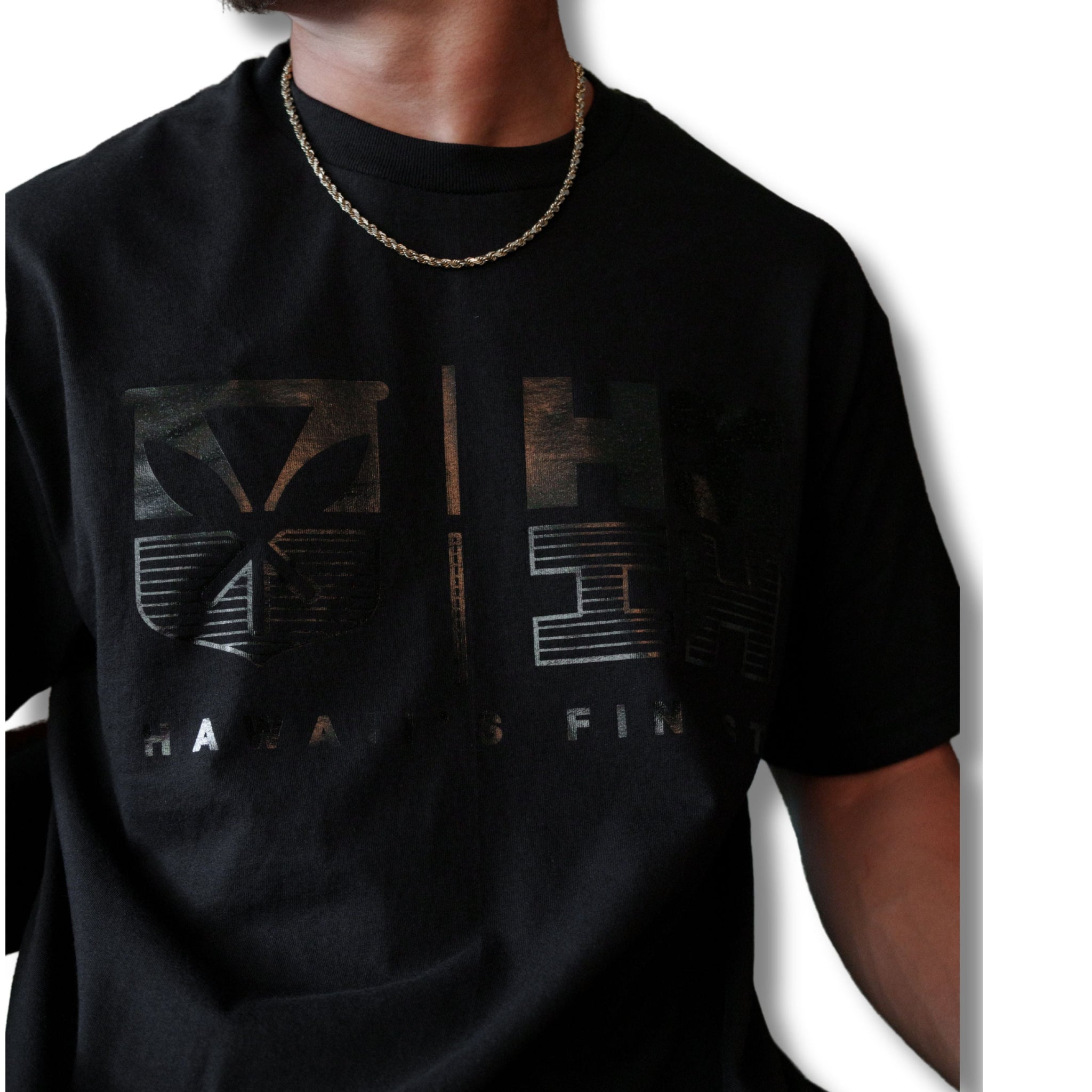 SIMPLE LOGO REFLECT BLACK T-SHIRT