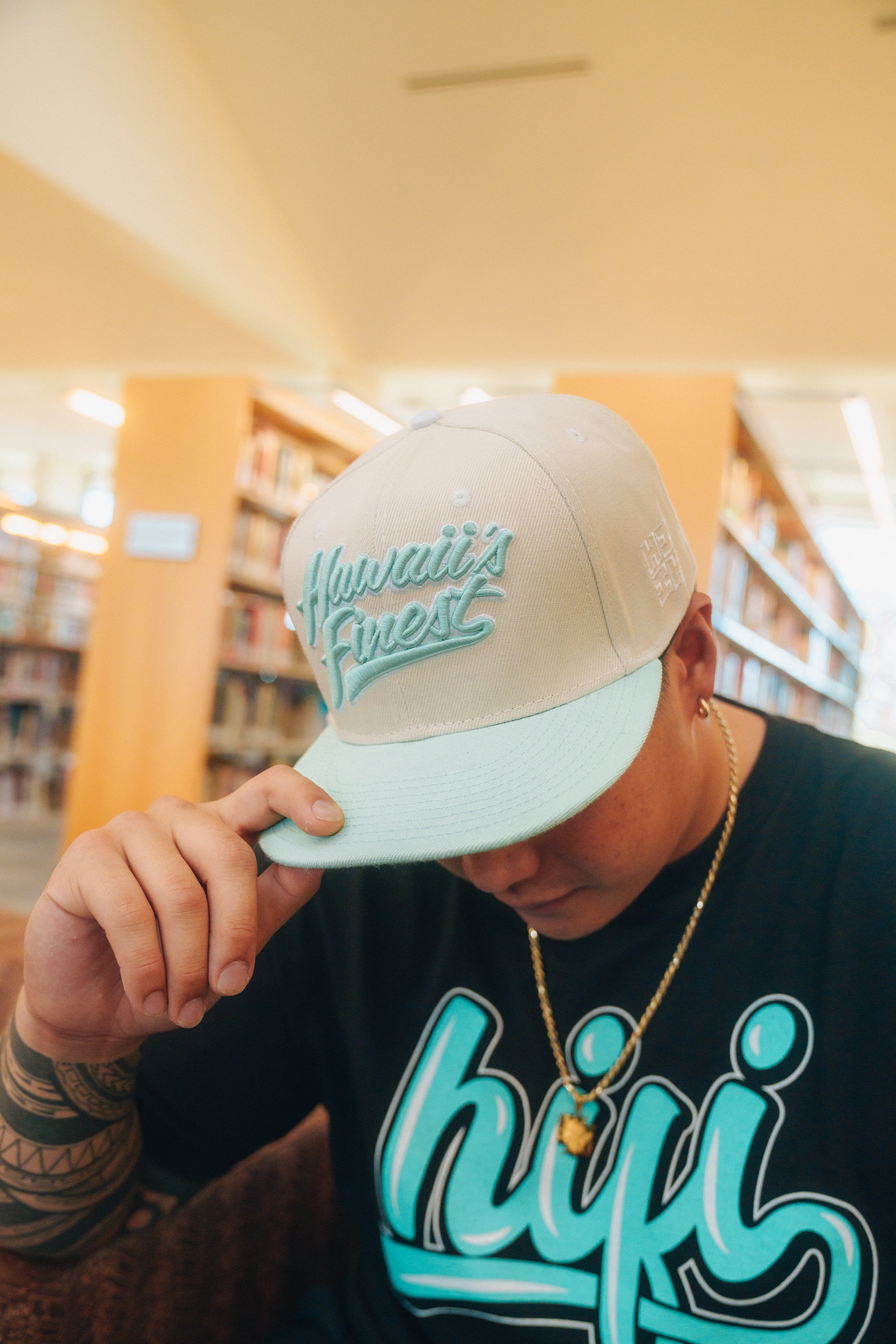 TAN & MINT HIFI SCRIPT HAT