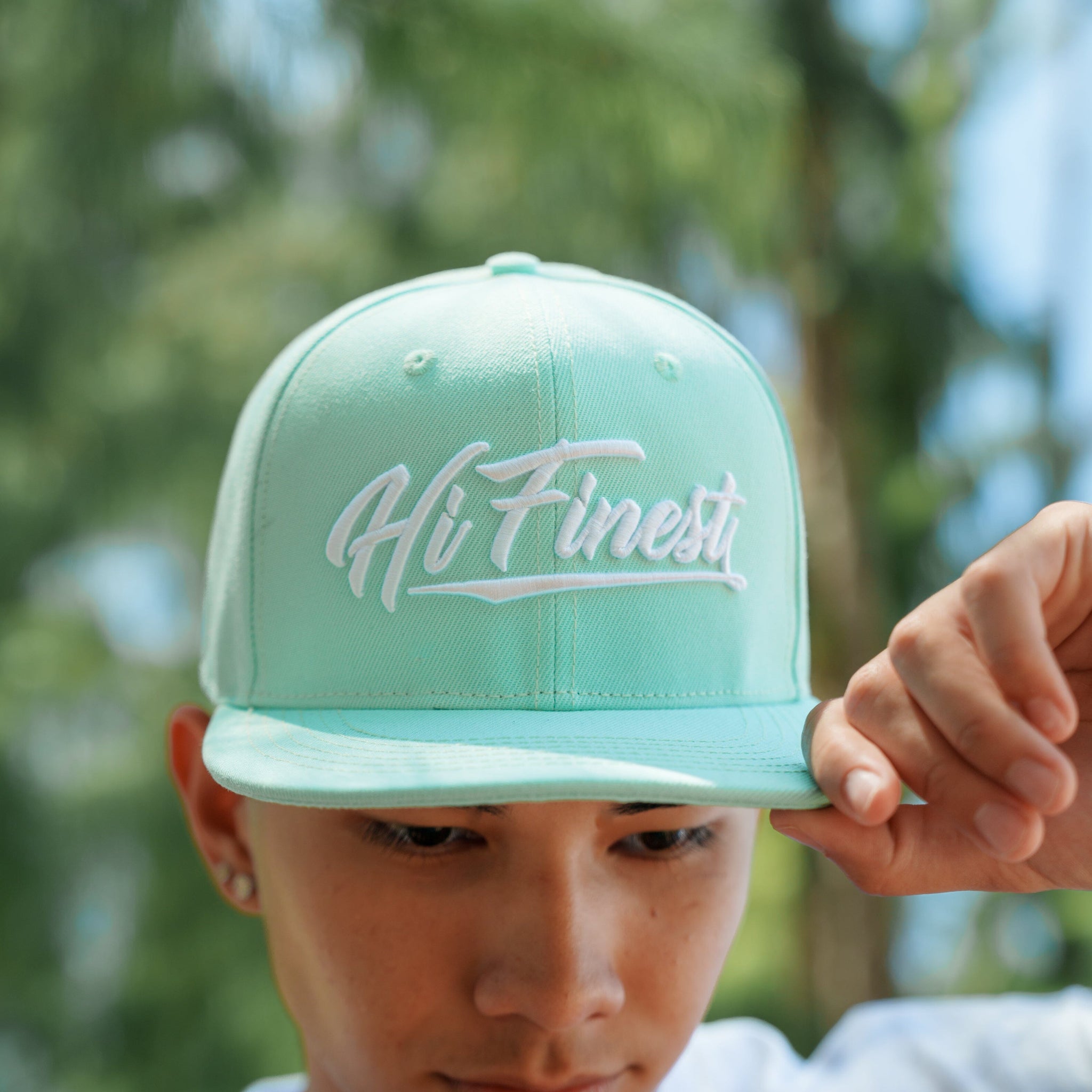 TEAL & WHITE SCRIPT HAT